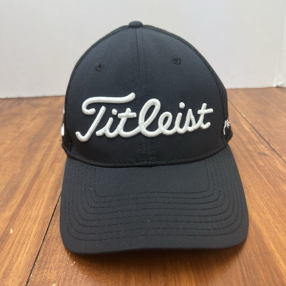 Titleist Hat Fitted S-M Black White Golf Mesh FJ FootJoy New Era Flex Casual Men